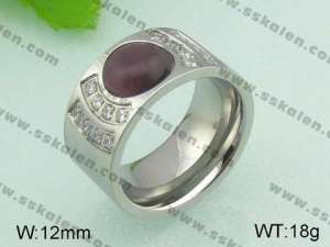 Stainless Steel Stone&Crystal Ring - KR20844-D