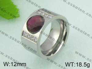 Stainless Steel Stone&Crystal Ring - KR20978-D