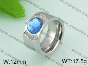 Stainless Steel Stone&Crystal Ring - KR20980-D