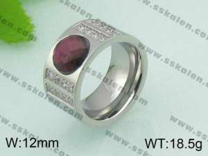 Stainless Steel Stone&Crystal Ring - KR20982-D