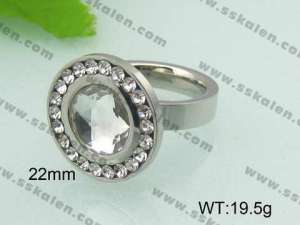 Stainless Steel Stone&Crystal Ring - KR20988-D