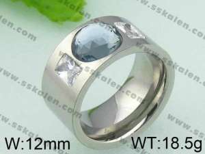 Stainless Steel Stone&Crystal Ring   - KR21944-D