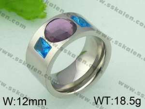 Stainless Steel Stone&Crystal Ring   - KR21949-D