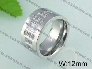 Stainless Steel Stone&Crystal Ring - KR24301-K