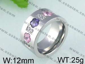  Stainless Steel Stone&Crystal Ring    - KR24427-K
