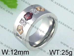  Stainless Steel Stone&Crystal Ring    - KR24428-K