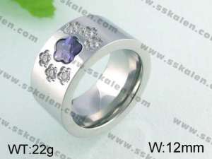 Stainless Steel Stone&Crystal Ring   - KR24596-K