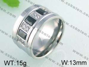 Stainless Steel Stone&Crystal Ring    - KR24604-K