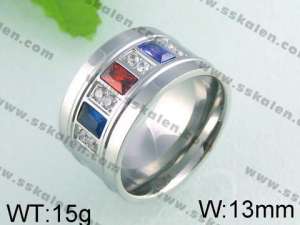 Stainless Steel Stone&Crystal Ring    - KR24619-K