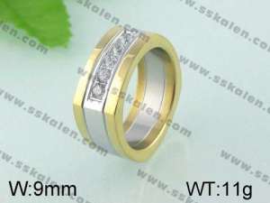 Stainless Steel Stone&Crystal Ring   - KR24888-K