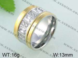  Stainless Steel Stone&Crystal Ring    - KR24889-K