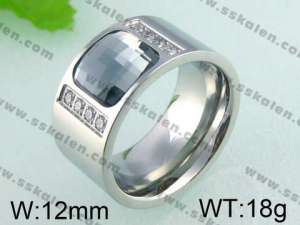 Stainless Steel Stone&Crystal Ring - KR25291-K