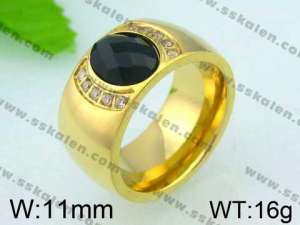 Stainless Steel Stone&Crystal Ring - KR25866-K