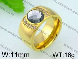 Stainless Steel Stone&Crystal Ring - KR25868-K