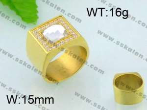 Stainless Steel Stone&Crystal Ring - KR25869-K