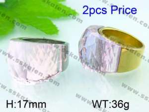  Stainless Steel Stone&Crystal Ring - KR25908-K