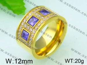 Stainless Steel Stone&Crystal Ring - KR26105-K