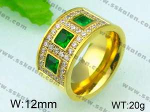 Stainless Steel Stone&Crystal Ring - KR26107-K