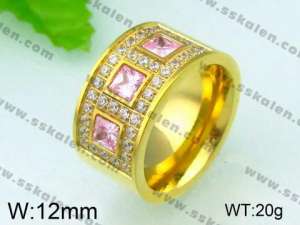 Stainless Steel Stone&Crystal Ring - KR26109-K