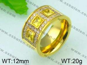 Stainless Steel Stone&Crystal Ring - KR26110-K