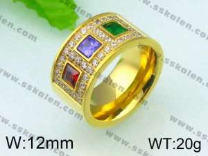 Stainless Steel Stone&Crystal Ring - KR26112-K