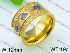 Stainless Steel Stone&Crystal Ring - KR26129-K