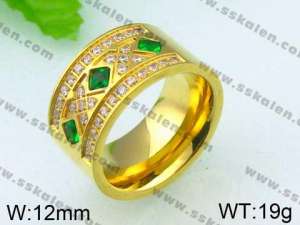 Stainless Steel Stone&Crystal Ring - KR26130-K