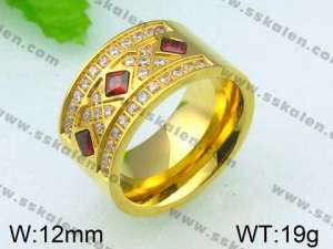 Stainless Steel Stone&Crystal Ring - KR26131-K