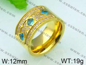 Stainless Steel Stone&Crystal Ring - KR26132-K