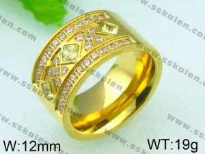 Stainless Steel Stone&Crystal Ring - KR26134-K