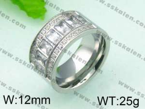 Stainless Steel Stone&Crystal Ring - KR26137-K
