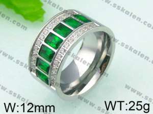 Stainless Steel Stone&Crystal Ring - KR26143-K