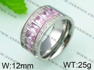 Stainless Steel Stone&Crystal Ring - KR26144-K