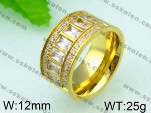 Stainless Steel Stone&Crystal Ring - KR26151-K