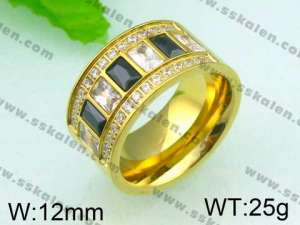 Stainless Steel Stone&Crystal Ring - KR26160-K