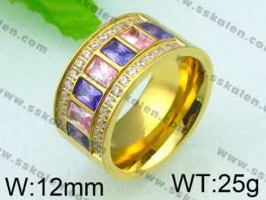 Stainless Steel Stone&Crystal Ring - KR26163-K