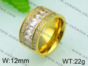 Stainless Steel Stone&Crystal Ring - KR26179-K