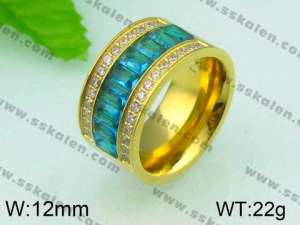 Stainless Steel Stone&Crystal Ring - KR26183-K
