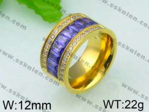 Stainless Steel Stone&Crystal Ring - KR26184-K