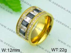Stainless Steel Stone&Crystal Ring - KR26187-K