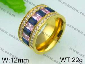 Stainless Steel Stone&Crystal Ring - KR26188-K