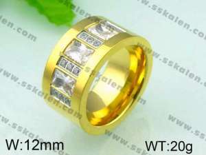 Stainless Steel Stone&Crystal Ring - KR26854-K