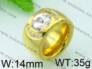 Stainless Steel Stone&Crystal Ring - KR27026-K