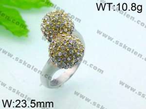 Stainless Steel Stone&Crystal Ring - KR28580-L