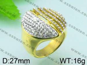  Stainless Steel Stone&Crystal Ring - KR29516-L