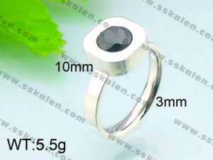  Stainless Steel Stone&Crystal Ring - KR29664-Z