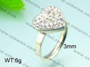  Stainless Steel Stone&Crystal Ring - KR29668-Z