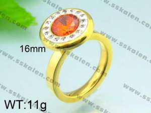  Stainless Steel Stone&Crystal Ring - KR29751-K