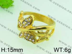 Stainless Steel Stone&Crystal Ring - KR31332-L