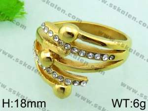  Stainless Steel Stone&Crystal Ring - KR32159-L